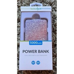 New Rose Shimmer‎ Pink Power Bank 5000 mAh Dual USB A Port Portable Charger